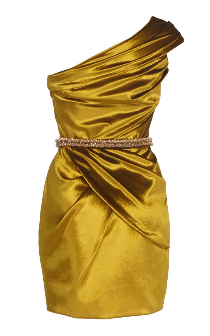 Ralph & Russo One-shoulder Liquid Velvet Mini Dress