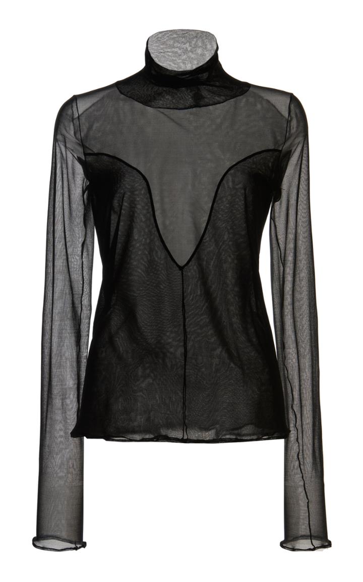 Olivier Theyskens Tircis Sheer Turtleneck Silk Top