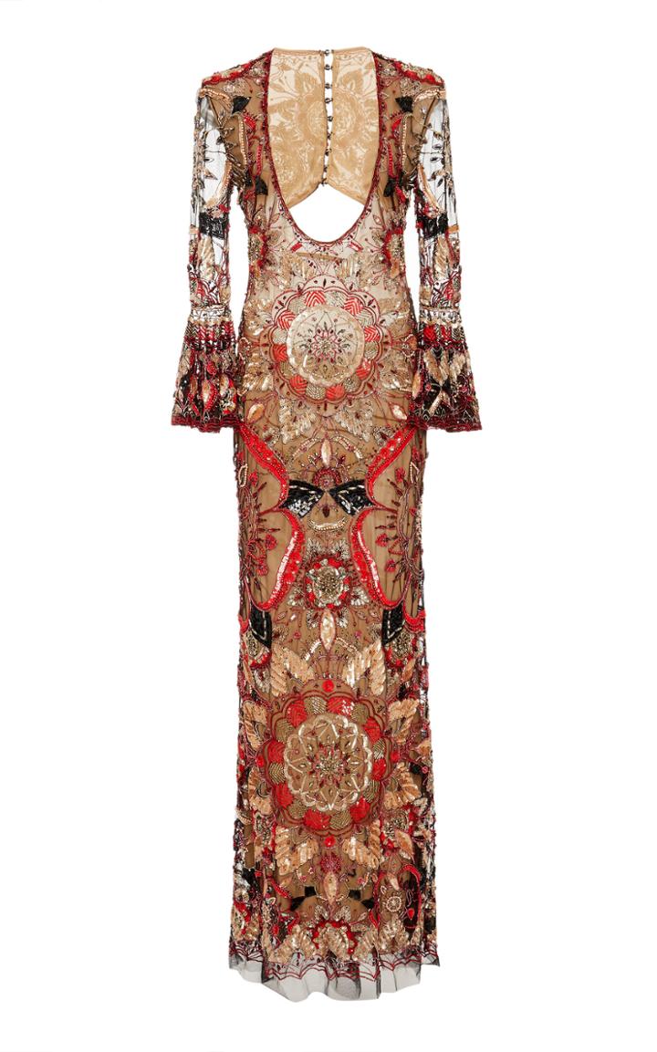 Cucculelli Shaheen Sub Rosa Beaded Tulle Gown