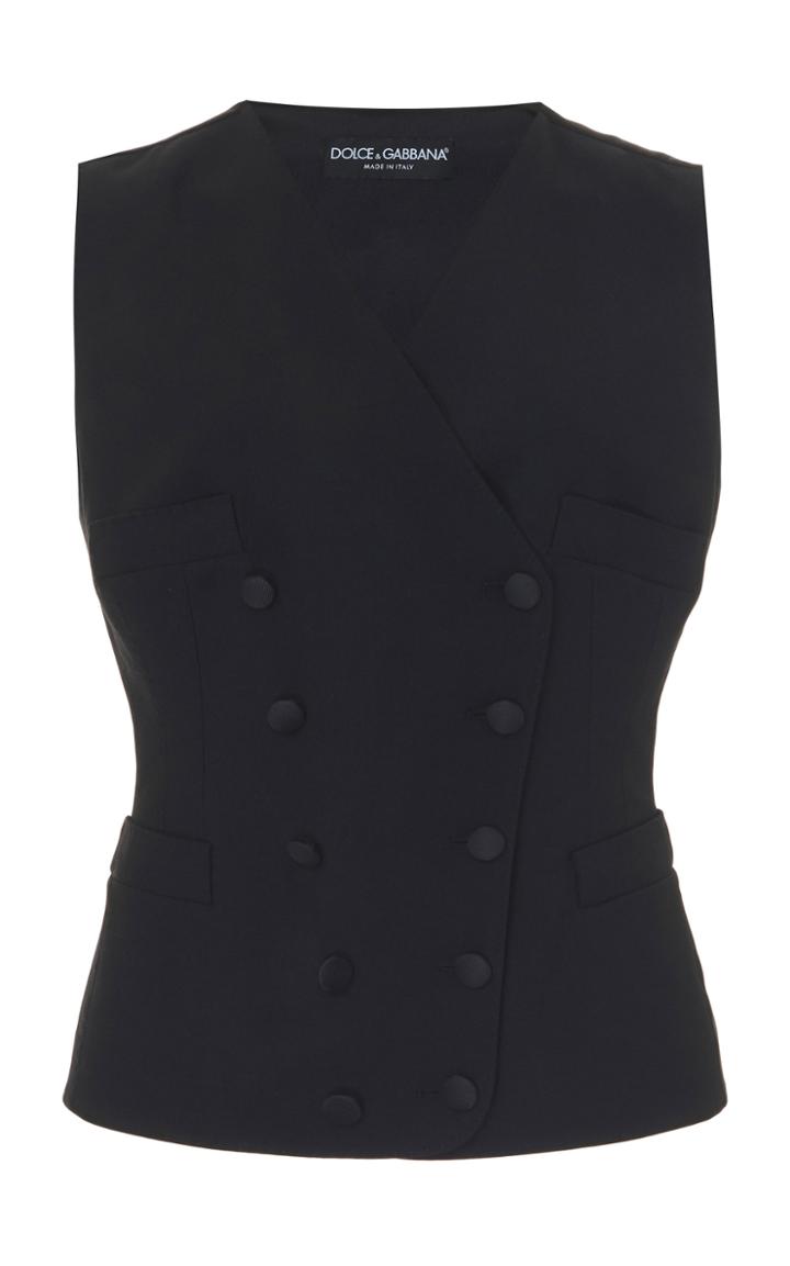 Dolce & Gabbana Double-breasted Gabardine Tuxedo Vest