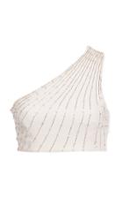 Moda Operandi Alessandra Rich Crystal-embroidered Crepe Cropped Top