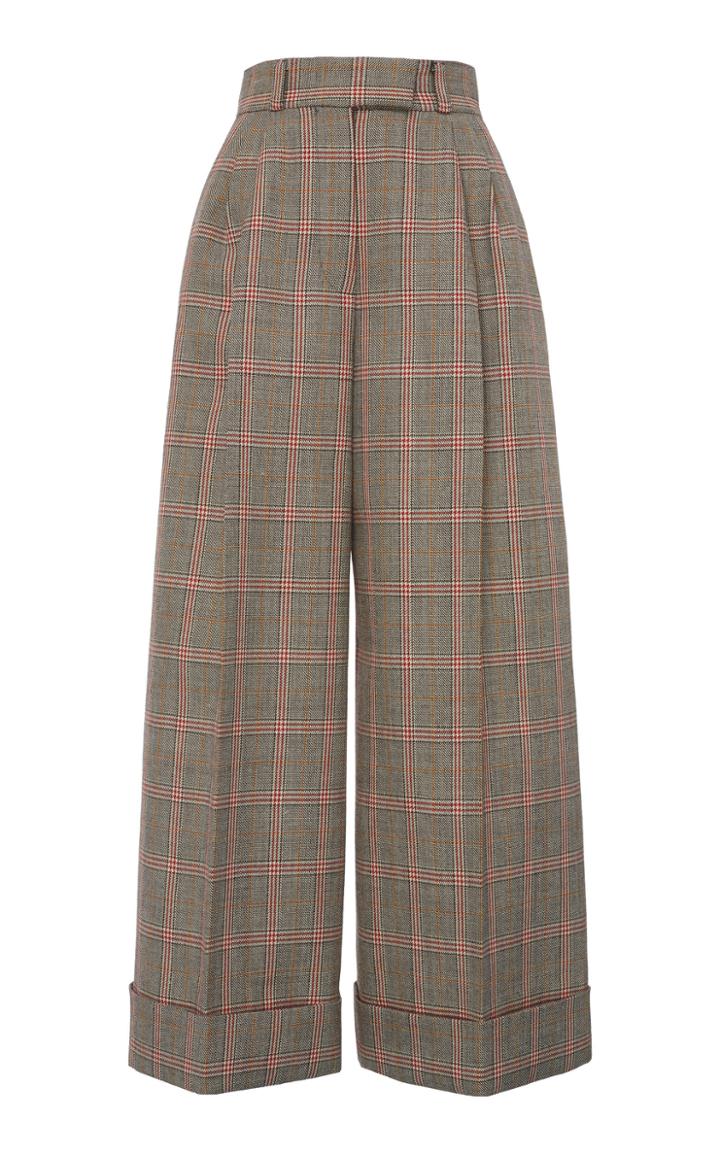 Miu Miu Pleated Plaid Trousers