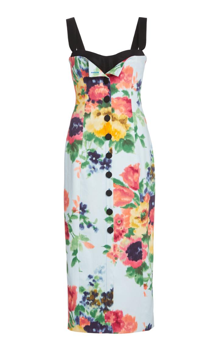 Carolina Herrera Floral-print Stretch-cotton Midi Dress