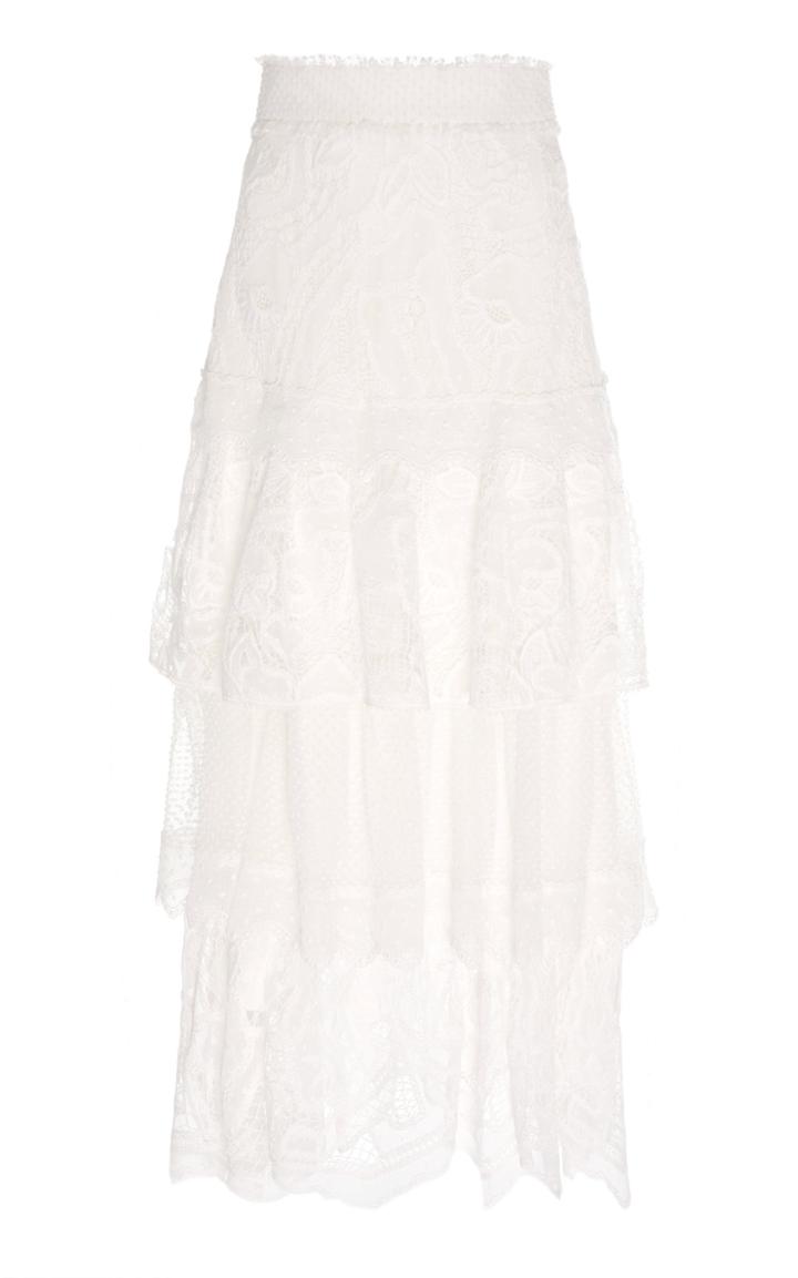 Alexis Atropos Embroidered Tiered A-line Skirt