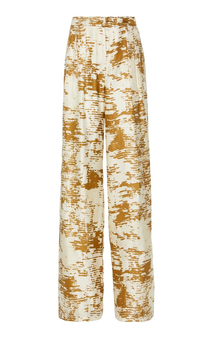Max Mara Acume Printed Silk Wide-leg Pants