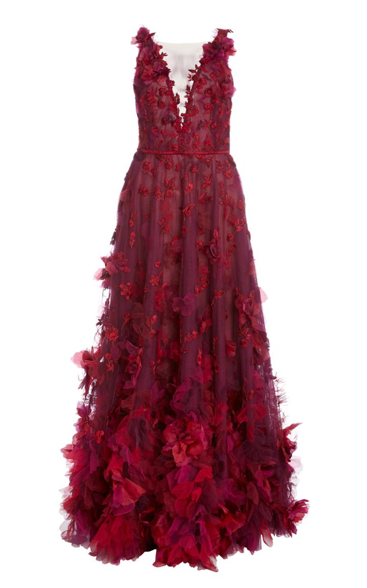 Moda Operandi Marchesa Embellished Lace-up Tulle Gown