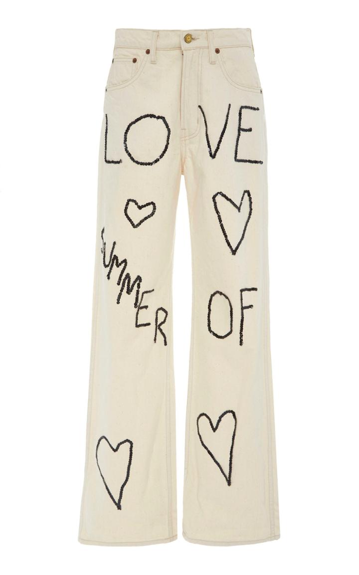 B Sides Plein High-rise Straight-leg Embroidered Jeans