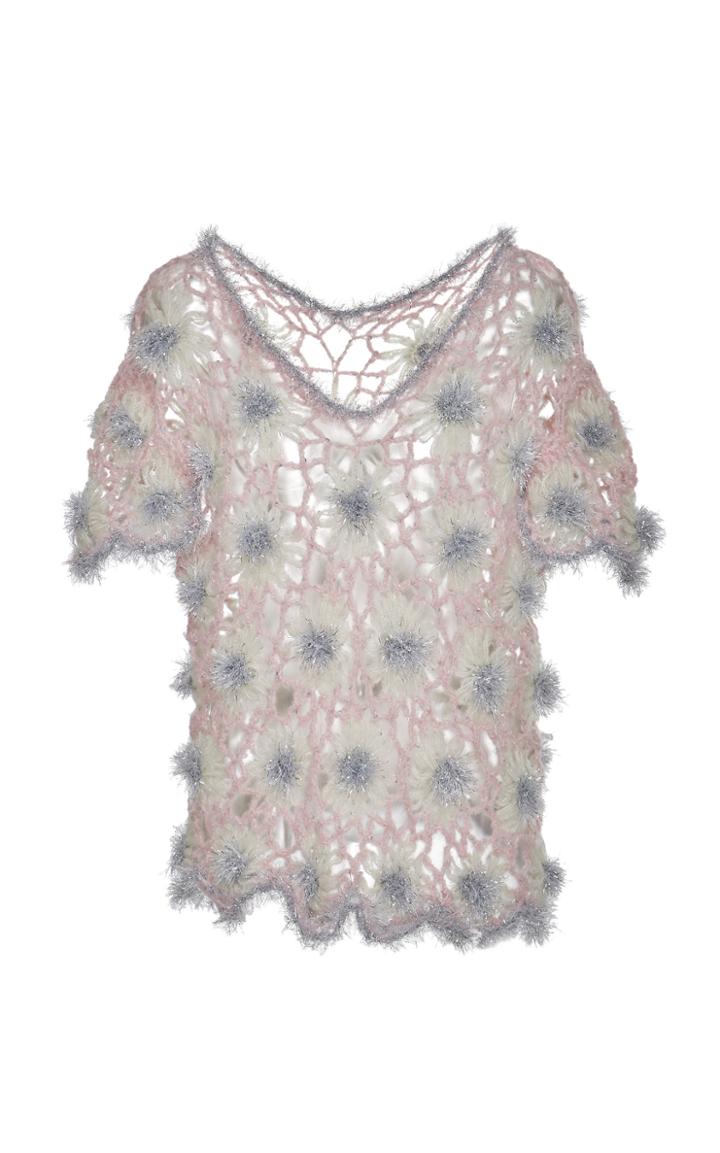 Ryan Lo Glitter Hand Crochet-knit Top