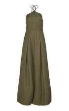 Cult Gaia Yasmina Pintucked Linen Flared Jumpsuit
