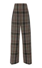 Oscar De La Renta Plaid Virgin Wool Wide-leg Pants