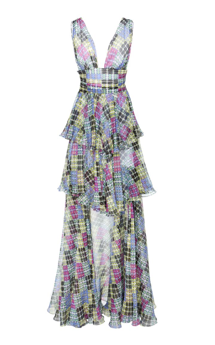 Caroline Constas Patchwork Maxi Dress