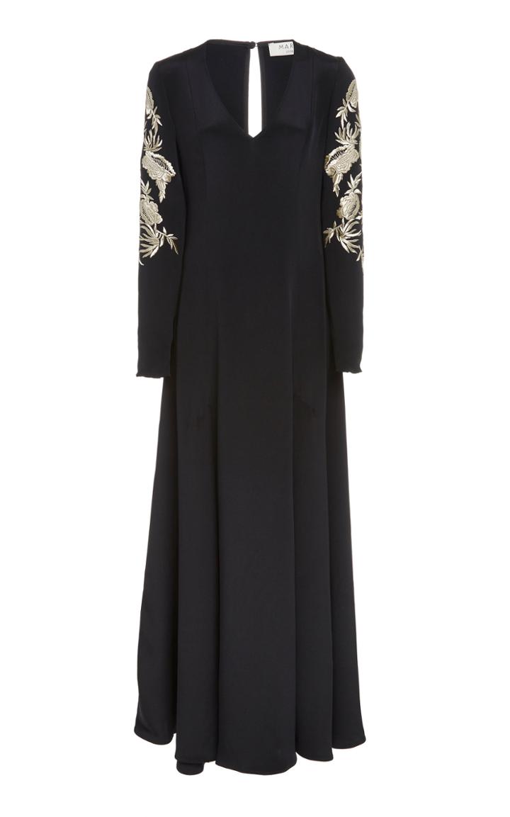 Marei 1998 Forsythia Hand Embroidered Silk Crepe Dress