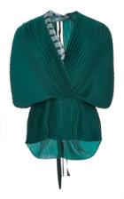 Tome Pleated Wrap Blouse With Scarf Draping