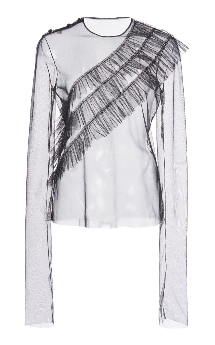 Philosophy Di Lorenzo Serafini Asymmetrical Ruffled Organza Long Sleeve Top