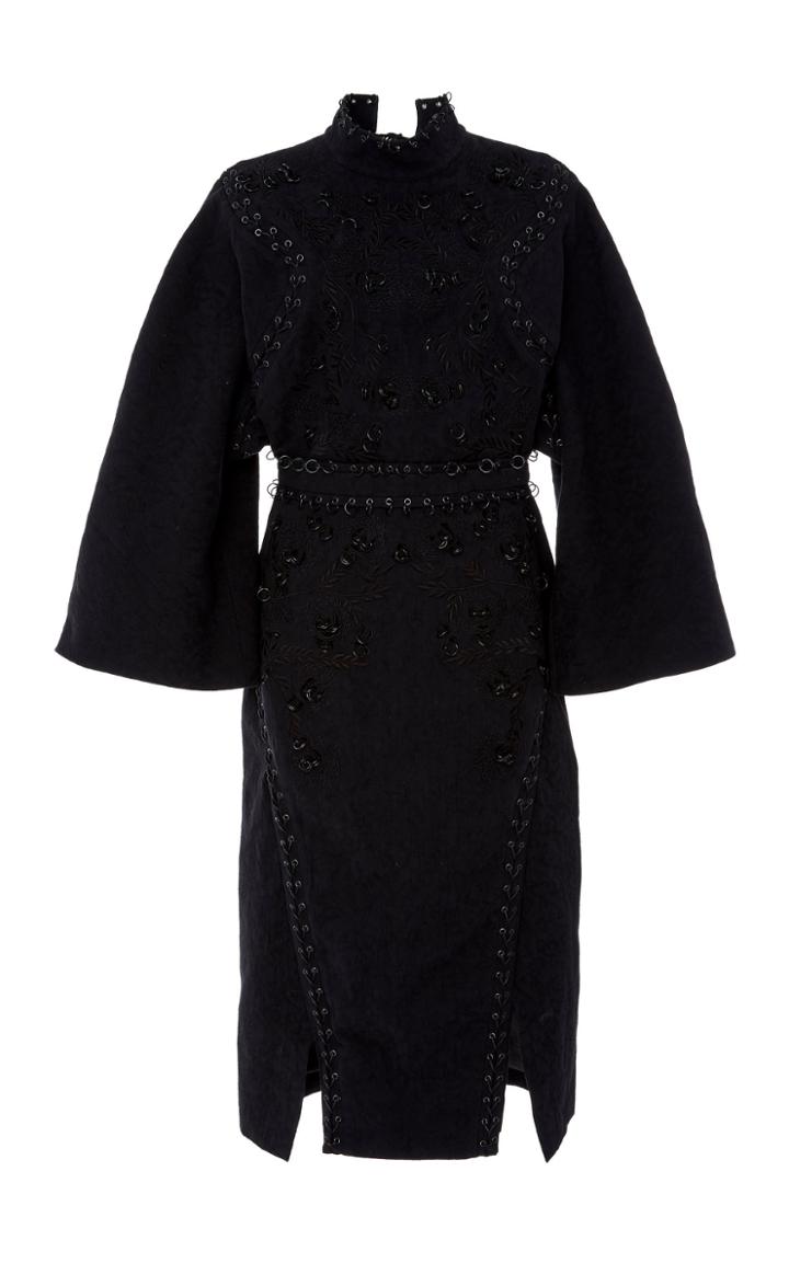 Acler Henning Embroidered Linen Midi Dress