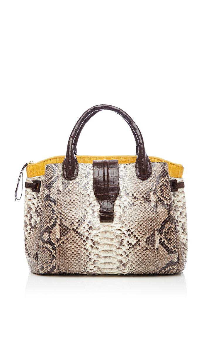 Nancy Gonzalez Natural Python Top Handle Bag