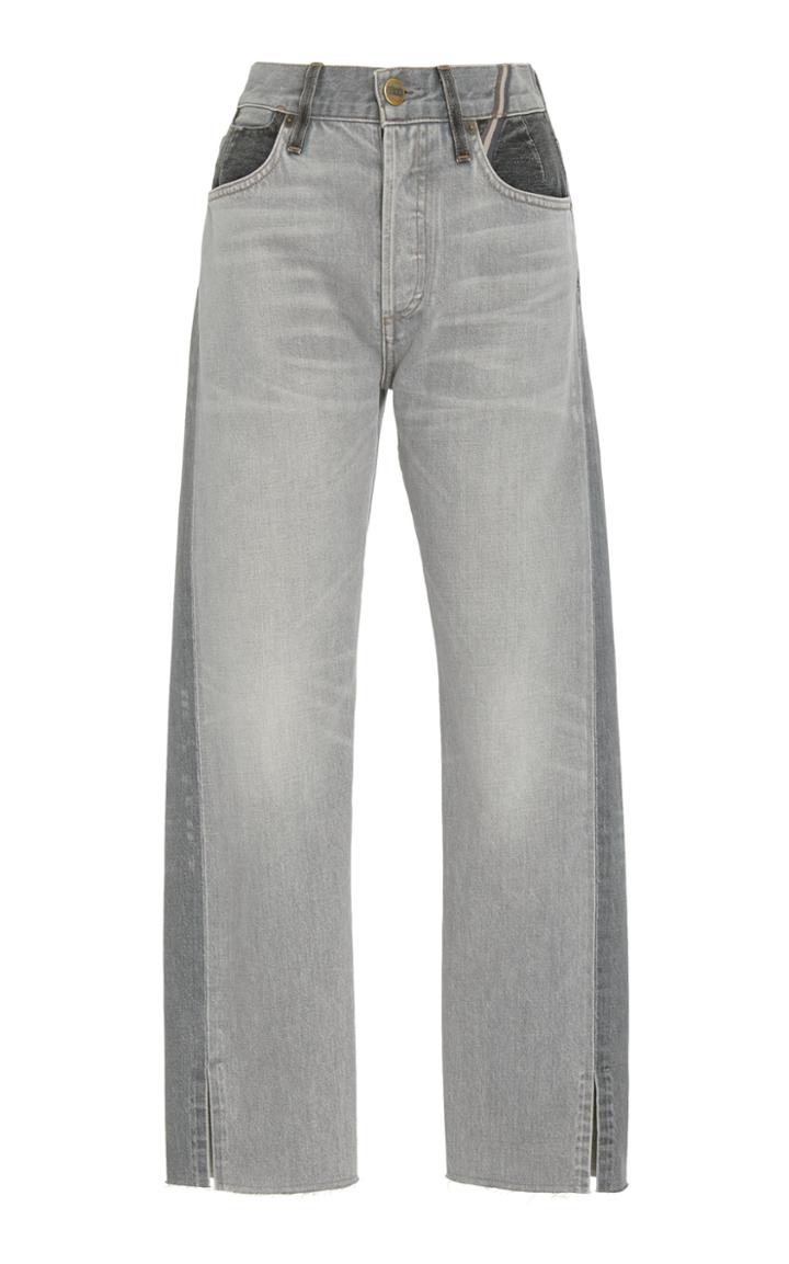 Jean Atelier Hunter Two-tone Cropped High-rise Straight-leg Jeans