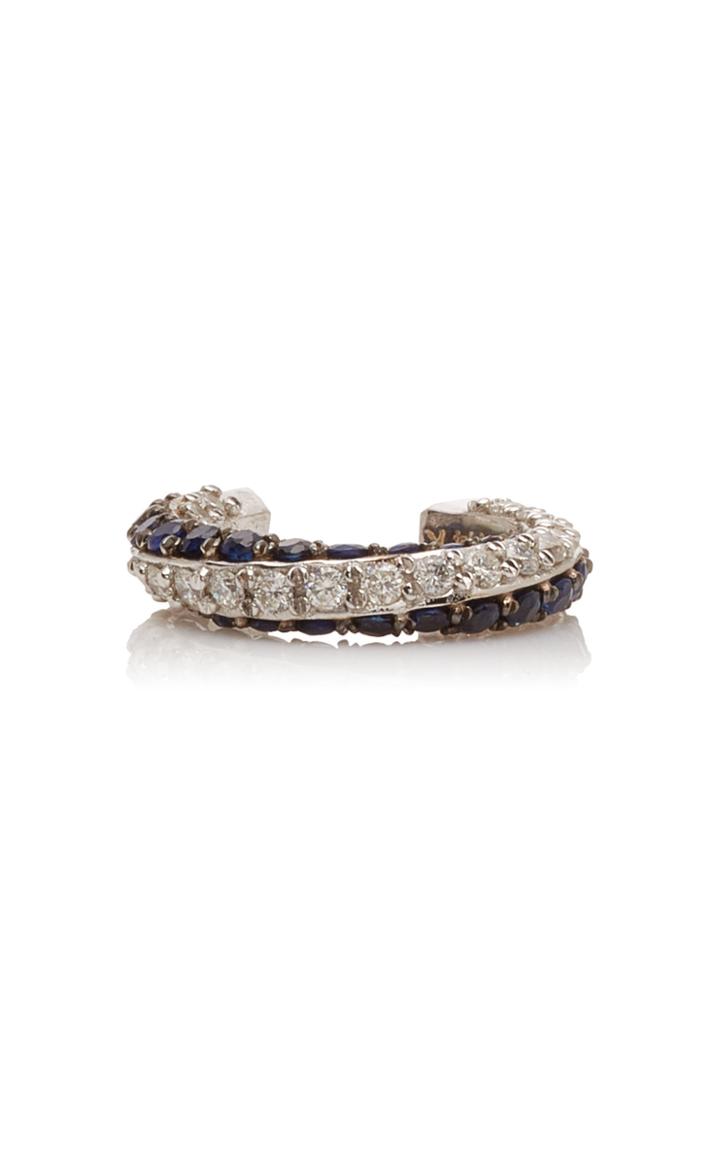 Tullia 14k White Gold Diamond And Sapphire Ear Cuff