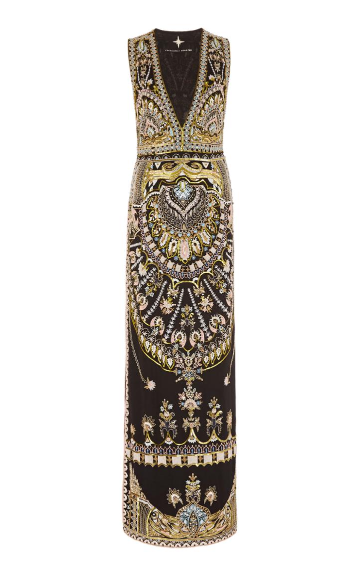 Moda Operandi Cucculelli Shaheen Palm Metallic Embroidered Gown