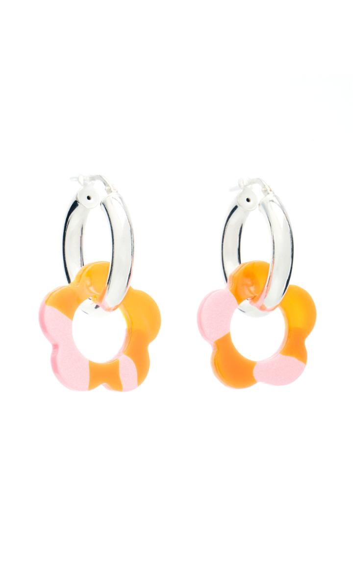 Moda Operandi Pina Jewels Two-tone Daisy Charm Hoop Earrings