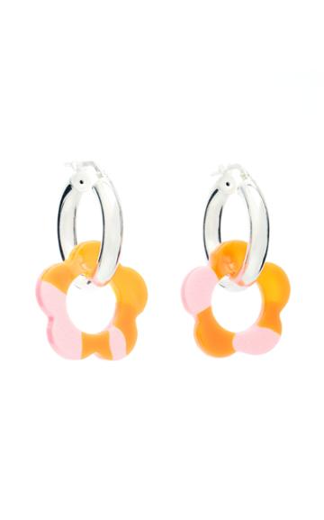 Moda Operandi Pina Jewels Two-tone Daisy Charm Hoop Earrings
