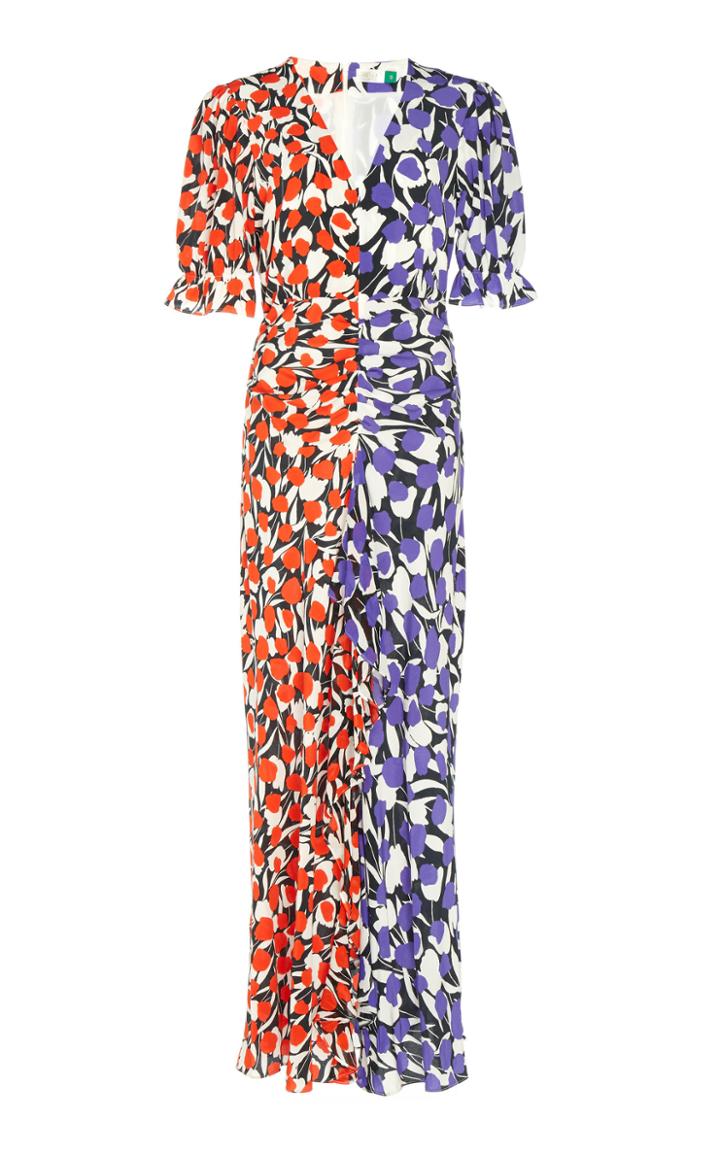 Rixo Ariel Printed Silk Crepe De Chine Maxi Dress