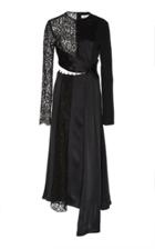 Prabal Gurung Taxila Satin Lace Long Sleeve Cut Out Dress