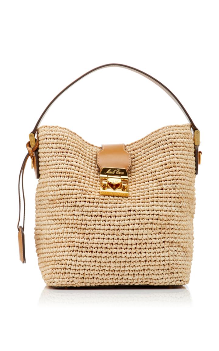 Mark Cross Murphy Leather-trimmed Raffia Tote