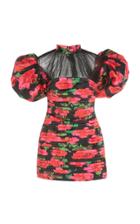 Moda Operandi Richard Quinn Floral-print Puffed Sleeve Satin Dress Size: 6