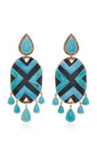 Rodrigo Massot 18k Gold, Sapphires, Ebony, And Turquoise Earrings