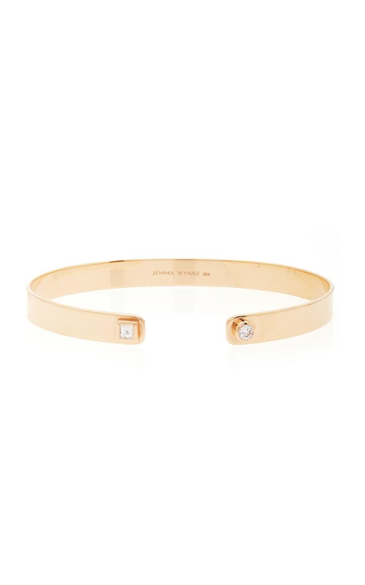 Jemma Wynne 18k Rose Gold Open Cuff With Diamonds