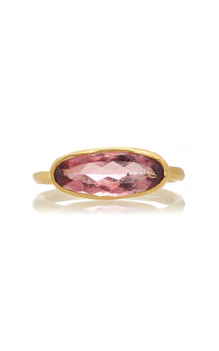 Margery Hirschey Pink Tourmaline Elongated Oval Ring