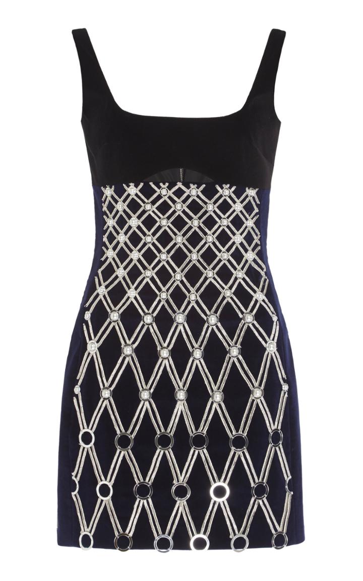 David Koma Embroidered Cutout Cotton-blend Mini Dress
