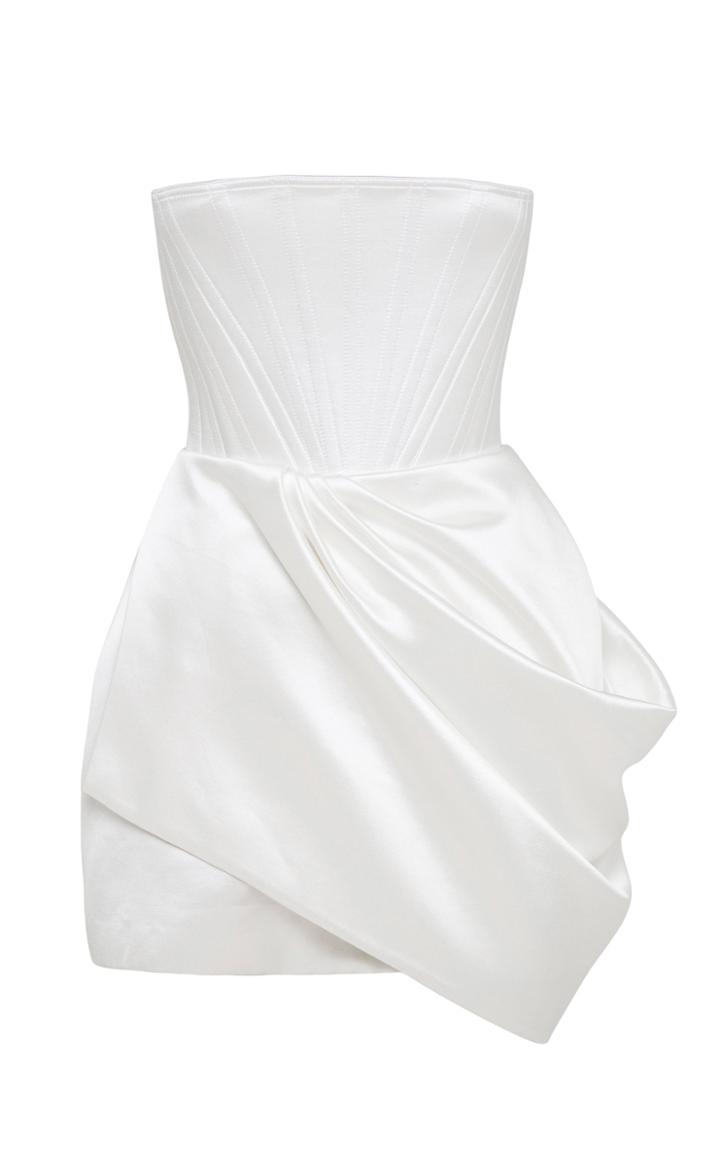 Moda Operandi Alex Perry Jule Drape-detailed Cotton-silk Strapless Mini Dress