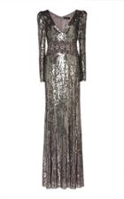 Jenny Packham Lexie Long Sleeve Sequined Gown