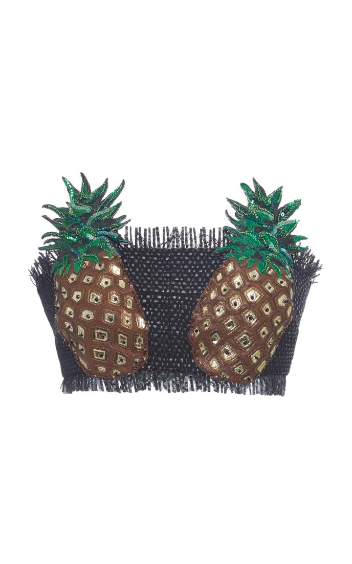 Moda Operandi Dolce & Gabbana Embellished Woven Cropped Top Size: 36