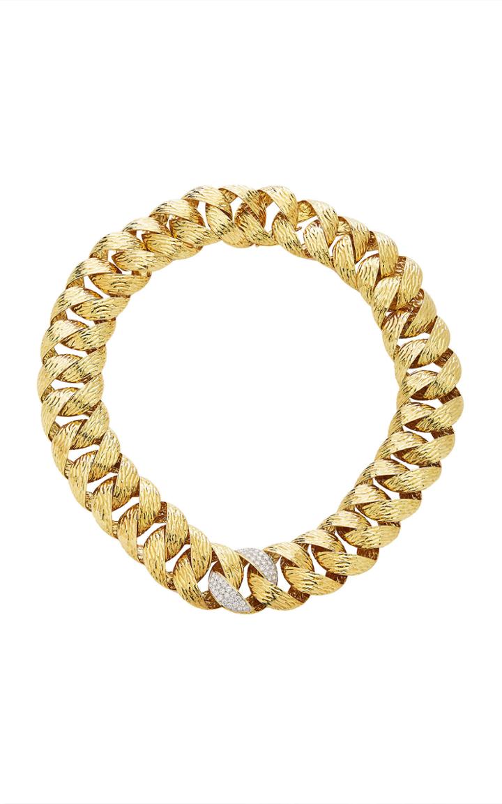 Simon Teakle 18k Textured Gold And Diamond Necklace