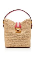 Mark Cross Murphy Grain Leather-trimmed Raffia Bag