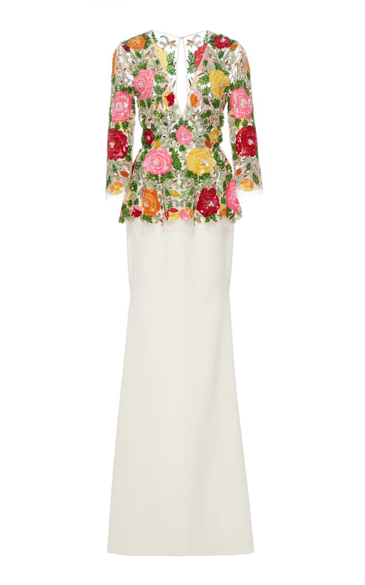 Naeem Khan Embroidered Peplum Gown