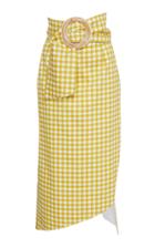 Silvia Tcherassi Gingham-patterned Belted Fadua Midi Skirt