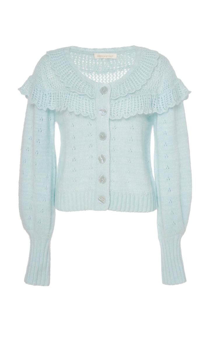 Loveshackfancy Hayden Ruffled Eyelet Knit Sweater