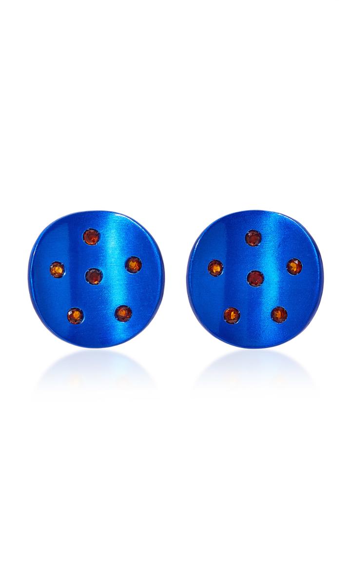 Sabbadini Blue Pois Earrings With Orange Citrines