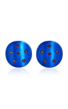 Sabbadini Blue Pois Earrings With Orange Citrines