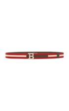 Bally Red Striped B Buckle Belt