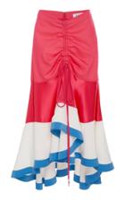 Prabal Gurung Binod Hi-lo Striped Cotton Skirt