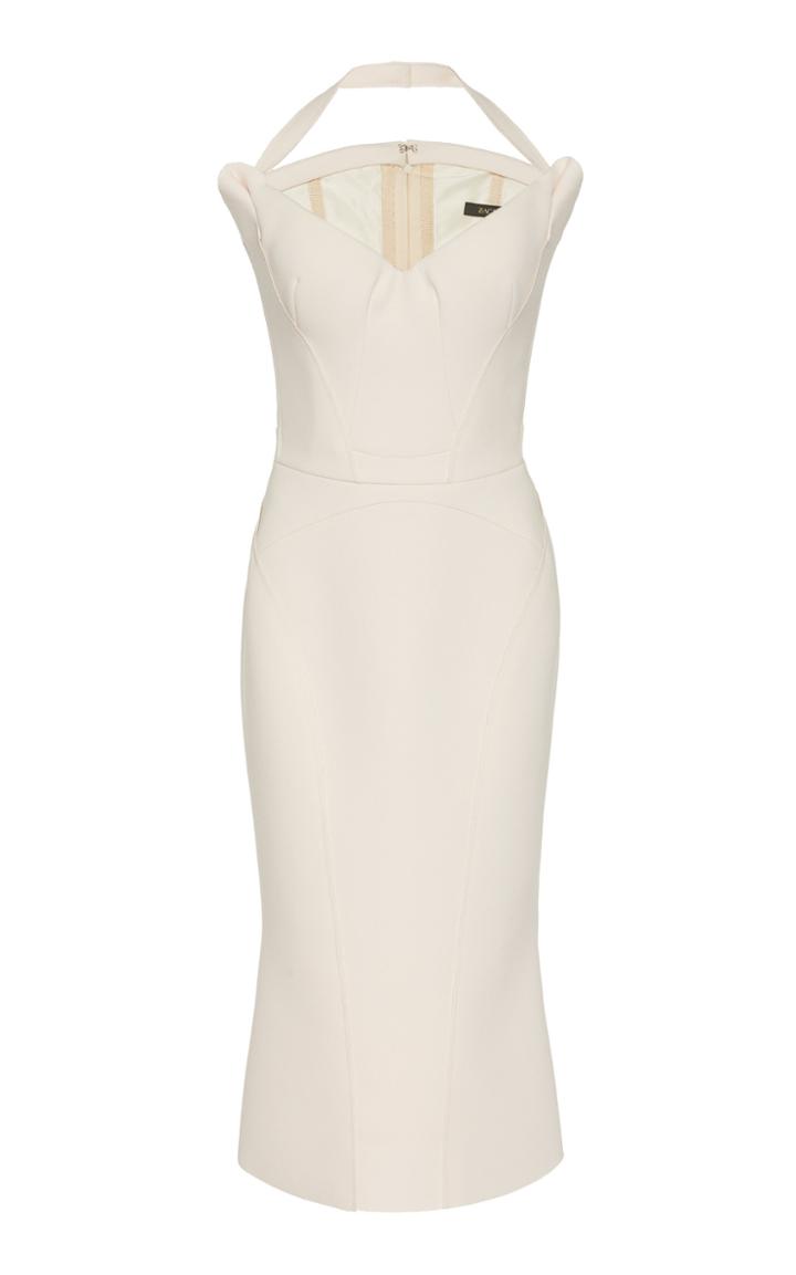 Zac Posen Halterneck Crepe Midi Dress