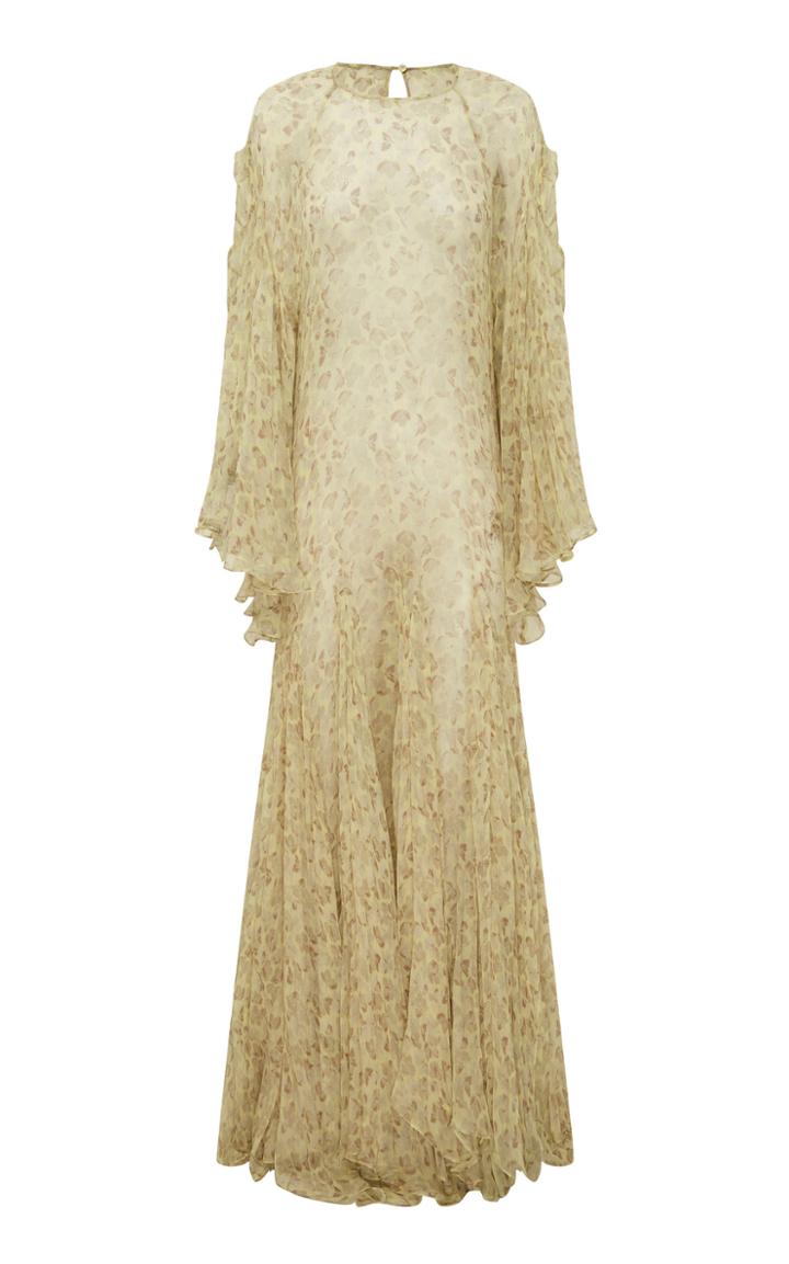 Lee Mathews Iris Crinkle Silk Flare Maxi Dress