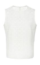 Akris Open Woven Plaid Embroidered Top