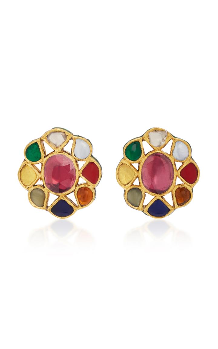 Sanjay Kasliwal 22k Gold Multi-stone Diamond Earrings
