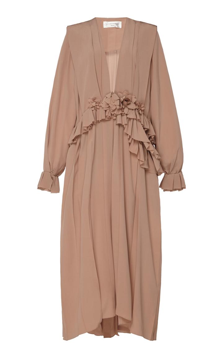 Moda Operandi Victoria Beckham Asymmetric Ruffled V-neck Silk Dress Size: 4